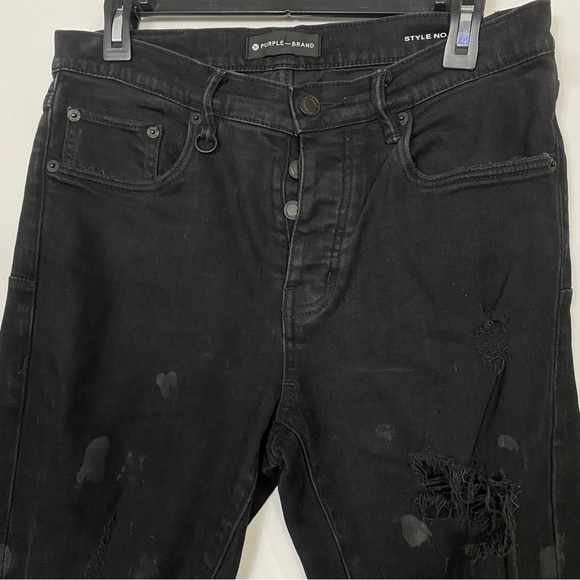 PURPLE BRAND Distressed Skinny Jeans Black 31 - Picture 3 of 11